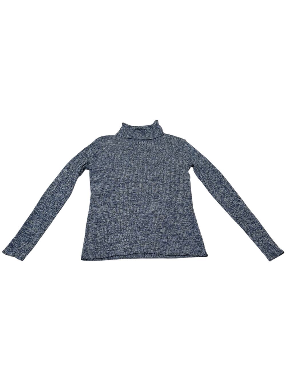 SIYU Turtleneck Sweater Long Sleeve Merino Wool Ribbed Knit Blue SP 40 / US 6